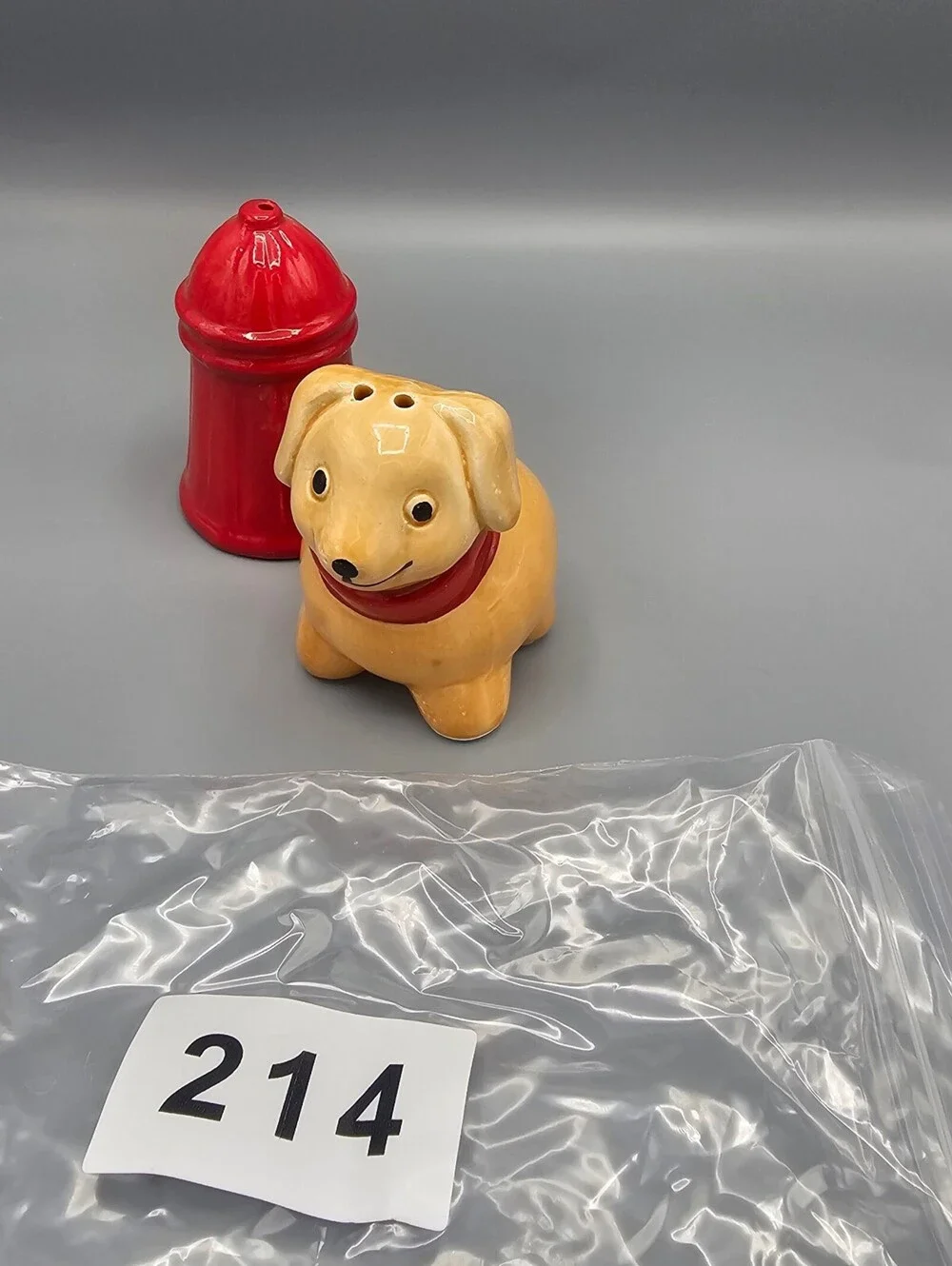 Vintage Ceramic Dog and Fire Hydrant Salt and Pepper Shakers